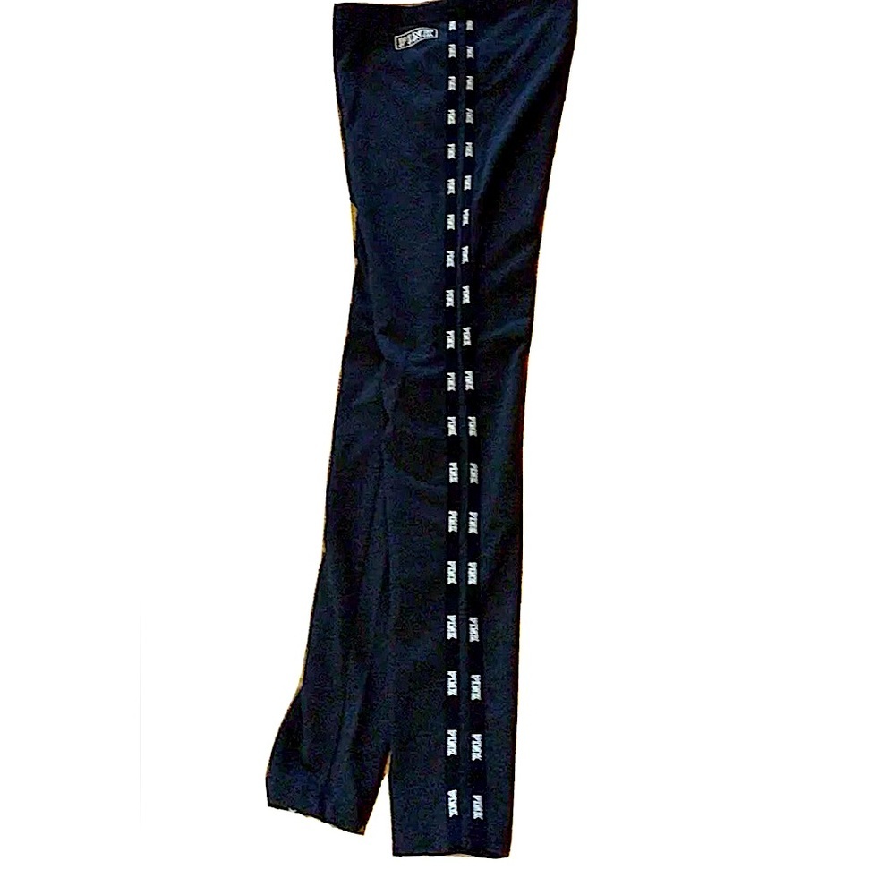 PINK Leggings Gray/ Black double tape Logo M